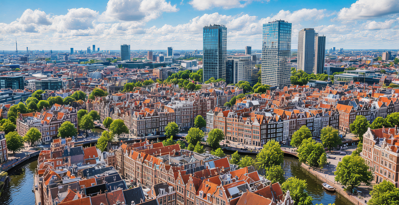 Amsterdam city aerial view